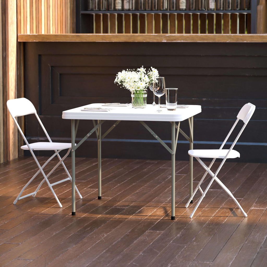 Flash 2.85-Foot Square Plastic Folding Table Commercial Grade