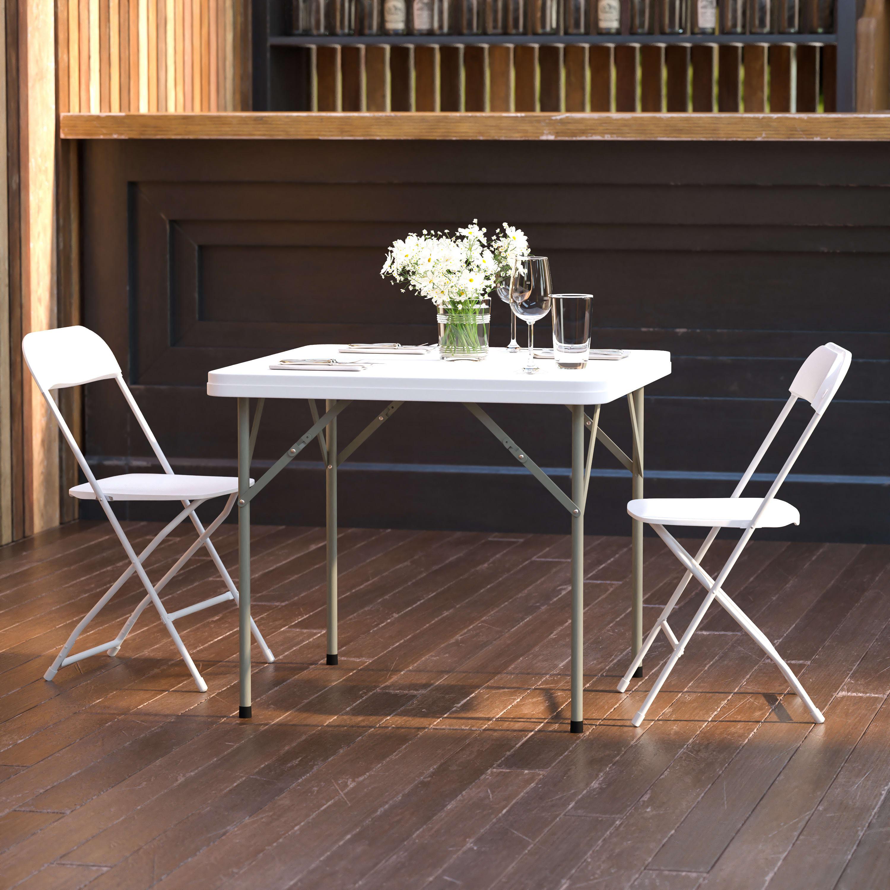 Flash 2.85-Foot Square Plastic Folding Table Commercial Grade